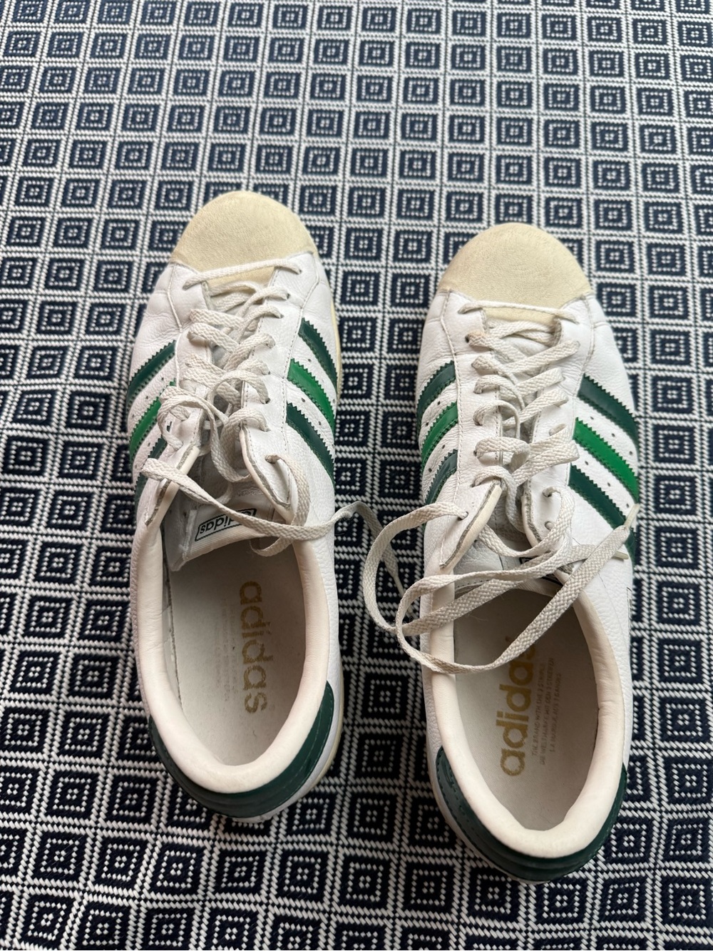 adidas men’s Wilhelm Bungert White and Green Classic Lace-Up Sneakers